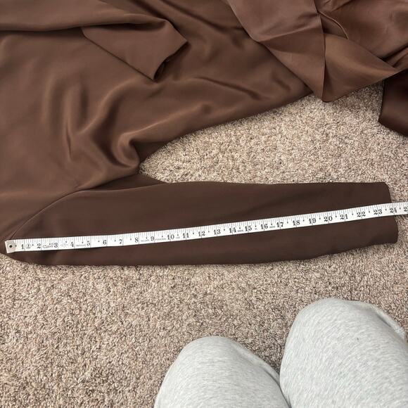 VTG Carolina Herrera Bergdorf Goodman Brown Silk Gown Long Sleeve Tiered Sz 14 - Picture 13 of 16